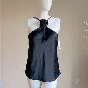 Target Black Halter Tank Top with Rose Detail